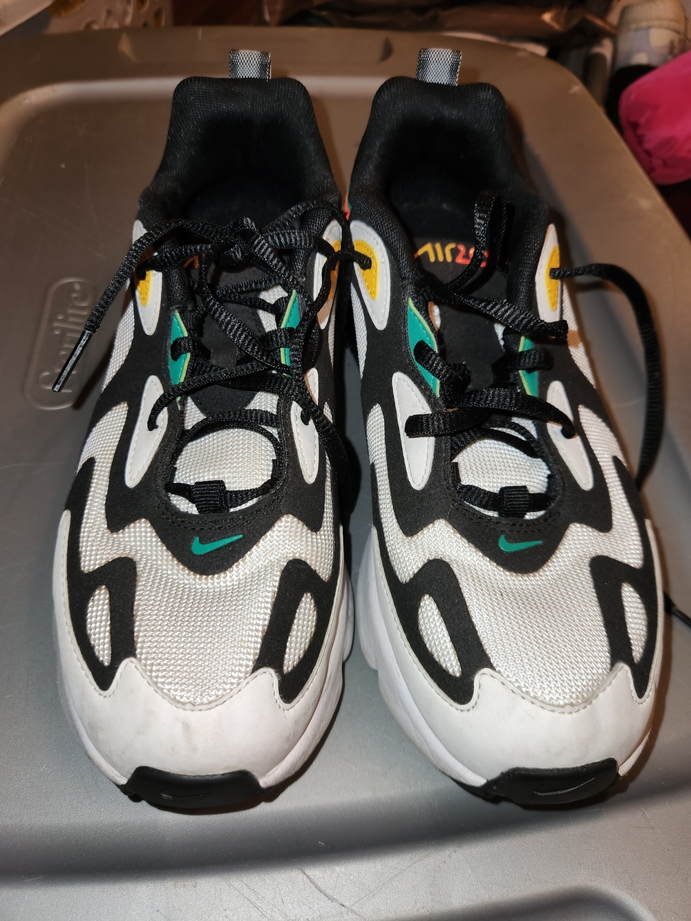 Nike Kids White, Black, Teal & Yellow Athletic Sneakers